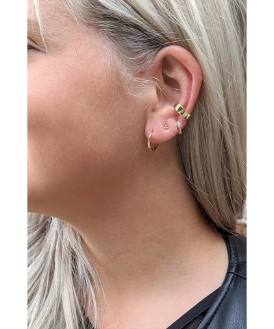 18K Gold Plated Sterling Silver Gem Flower Clicker Mini Cartilage Hoop Earrings | Cubic Zirconia Paved Tiny Huggie Hoops Flow...