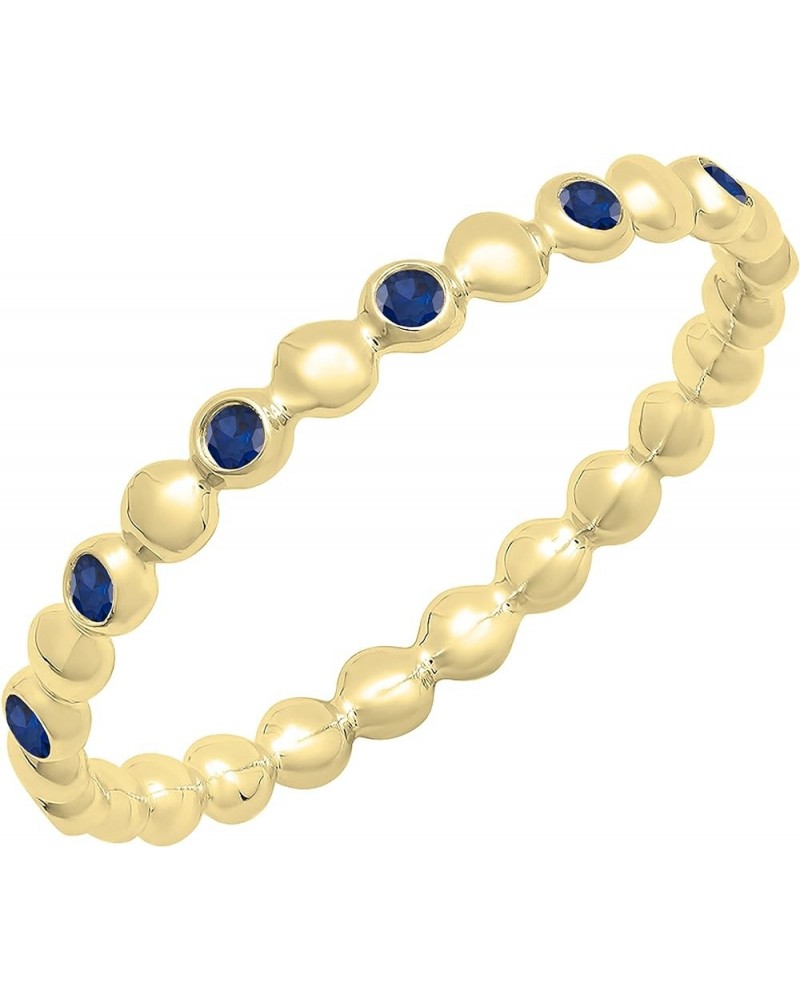 Round Gemstone Beaded Ladies Wedding Band | Available in 10K/14K/18K Gold blue sapphire in 18K yellow gold $100.74 Bracelets