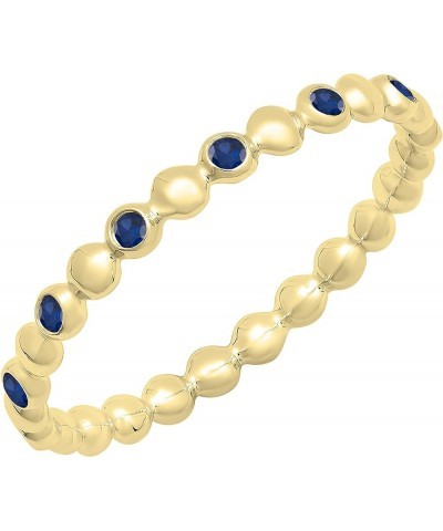 Round Gemstone Beaded Ladies Wedding Band | Available in 10K/14K/18K Gold blue sapphire in 18K yellow gold $100.74 Bracelets