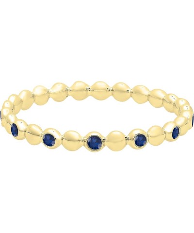 Round Gemstone Beaded Ladies Wedding Band | Available in 10K/14K/18K Gold blue sapphire in 18K yellow gold $100.74 Bracelets