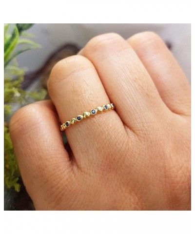 Round Gemstone Beaded Ladies Wedding Band | Available in 10K/14K/18K Gold blue sapphire in 18K yellow gold $100.74 Bracelets