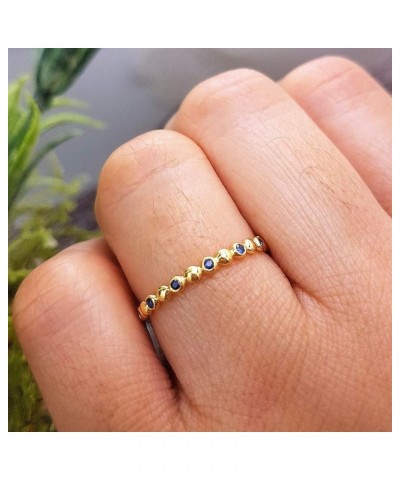 Round Gemstone Beaded Ladies Wedding Band | Available in 10K/14K/18K Gold blue sapphire in 18K yellow gold $100.74 Bracelets