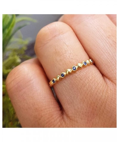 Round Gemstone Beaded Ladies Wedding Band | Available in 10K/14K/18K Gold blue sapphire in 18K yellow gold $100.74 Bracelets