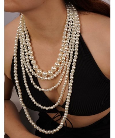 Multil-strand Faux Pearls Choker Necklace Beads Cluster Long Chunky Chain Style 3 $10.43 Necklaces