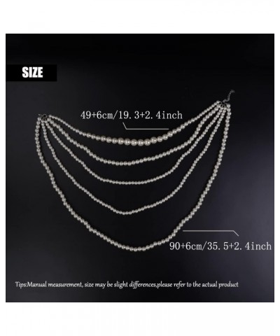 Multil-strand Faux Pearls Choker Necklace Beads Cluster Long Chunky Chain Style 3 $10.43 Necklaces