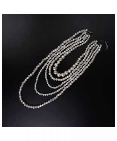 Multil-strand Faux Pearls Choker Necklace Beads Cluster Long Chunky Chain Style 3 $10.43 Necklaces