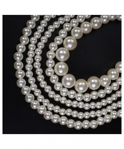 Multil-strand Faux Pearls Choker Necklace Beads Cluster Long Chunky Chain Style 3 $10.43 Necklaces