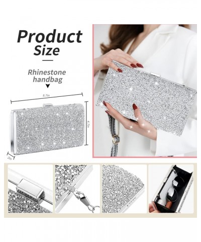 4 Pieces Women Rhinestone Evening Clutch Bag Silver Clutch Purses Bag for Women Evening Rhinestone Jewelry Set Stylish Style ...