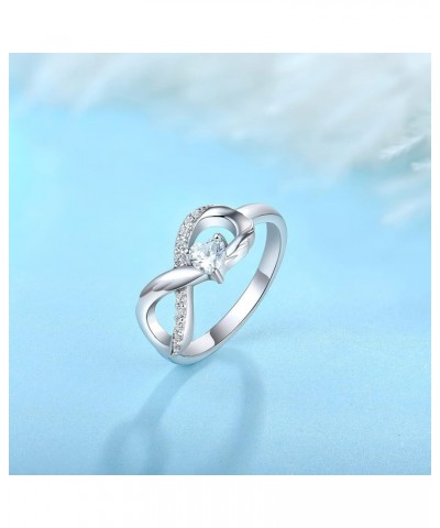 Infinity Promise Ring 925 Sterling Silver Angel Wings Heart Ring for Women Size 5-10 04-White-Apr-Silver $27.50 Rings