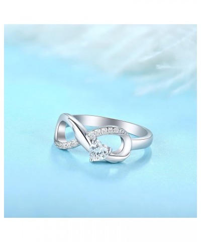 Infinity Promise Ring 925 Sterling Silver Angel Wings Heart Ring for Women Size 5-10 04-White-Apr-Silver $27.50 Rings