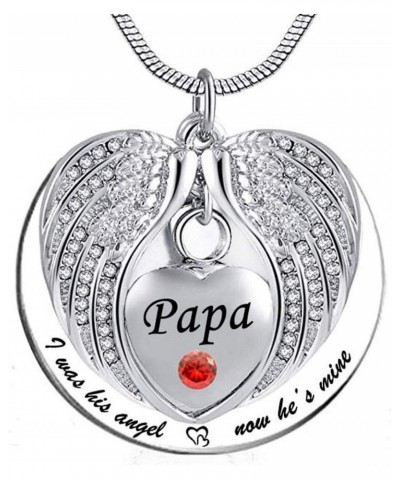 Angel Wing Memorial Keepsake Ashes Urn Pendant Necklace,I was His/Her Angel Now He's/She's Mine Cremation Jewelry for Papa Ju...