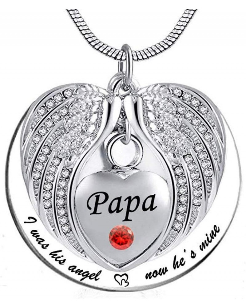 Angel Wing Memorial Keepsake Ashes Urn Pendant Necklace,I was His/Her Angel Now He's/She's Mine Cremation Jewelry for Papa Ju...