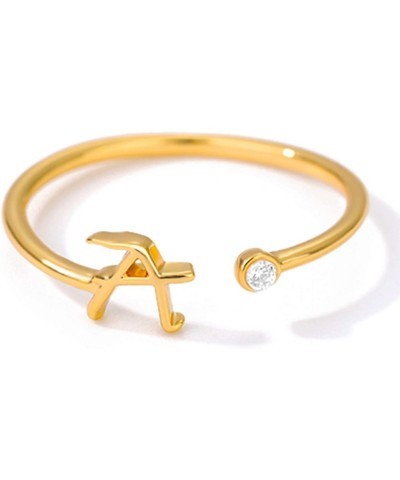 10k 14k 18k Solid Yellow Gold Personalized Initial Ring Alphabet Rings with Birthstone/CZ/Chunky/Signet Adjustable Wrap Open ...