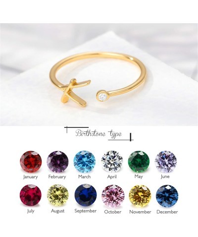 10k 14k 18k Solid Yellow Gold Personalized Initial Ring Alphabet Rings with Birthstone/CZ/Chunky/Signet Adjustable Wrap Open ...