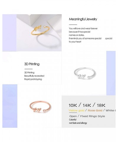 10k 14k 18k Solid Yellow Gold Personalized Initial Ring Alphabet Rings with Birthstone/CZ/Chunky/Signet Adjustable Wrap Open ...