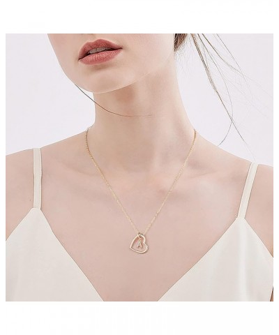 Dainty Initial Necklaces for Women - 14K Gold/White Gold/Rose Gold Plated Necklace, CZ Simulated Diamond Heart Pendant Fashio...