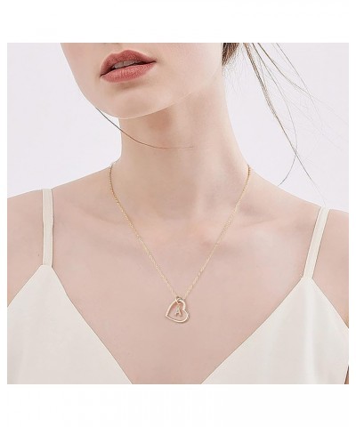 Dainty Initial Necklaces for Women - 14K Gold/White Gold/Rose Gold Plated Necklace, CZ Simulated Diamond Heart Pendant Fashio...