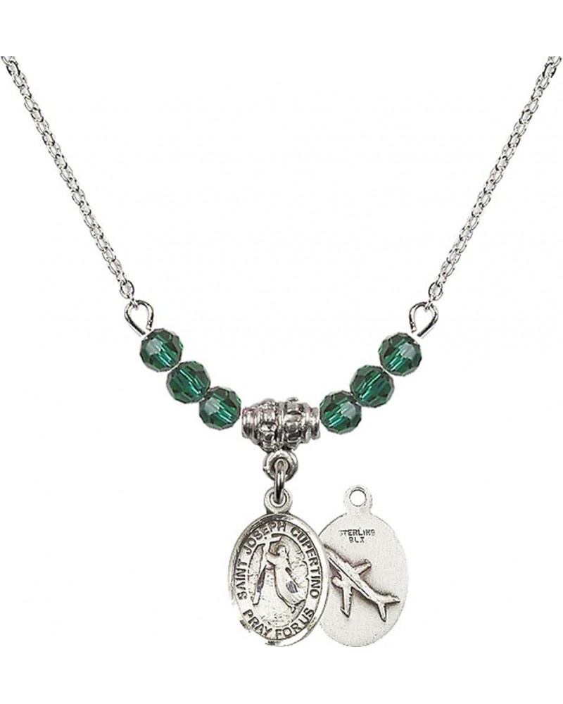 May Birth Month Bead Necklace with Catholic Patron Saint Petite Charm, 18 Inch Saint Joseph of Cupertino $32.51 Necklaces