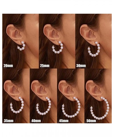 Pearl Hoop Earrings for Women with 925 Sterling Silver Post 50.0 Millimeters Vintage $9.53 Earrings