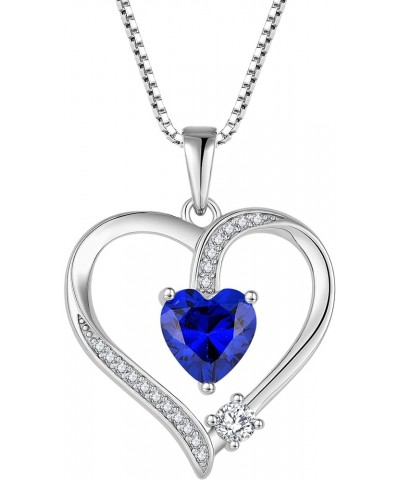 Heart 925 Sterling Silver Pendant for Women, Love Necklace with 7×7MM Birthstone Jewelry Gifts for Women 09-sapphire-Sep $23....