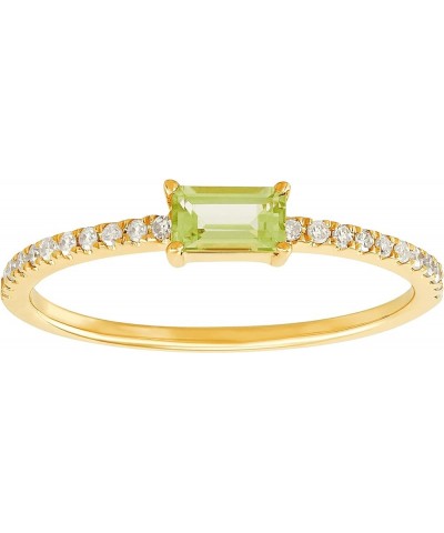 Emerald-Cut Ring with 1/10 cttw Diamonds in Gold Peridot $88.35 Rings