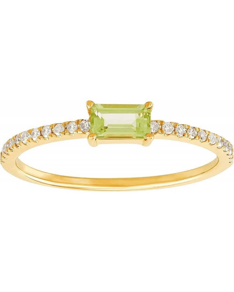 Emerald-Cut Ring with 1/10 cttw Diamonds in Gold Peridot $88.35 Rings