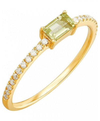 Emerald-Cut Ring with 1/10 cttw Diamonds in Gold Peridot $88.35 Rings