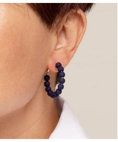 Beaded Hoop Fashion Earrings Bohemian Circle Round Bead Earrings Chic Dangle Earrings for Women Girls Cobalt $15.65 Earrings