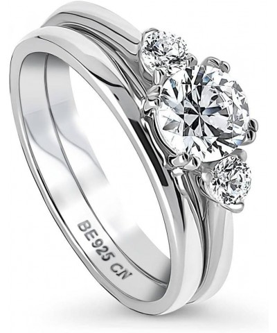 Sterling Silver 3-Stone Wedding Engagement Rings Round Cubic Zirconia CZ Ring Set for Women, Rhodium Plated Size 4-10 $37.18 ...