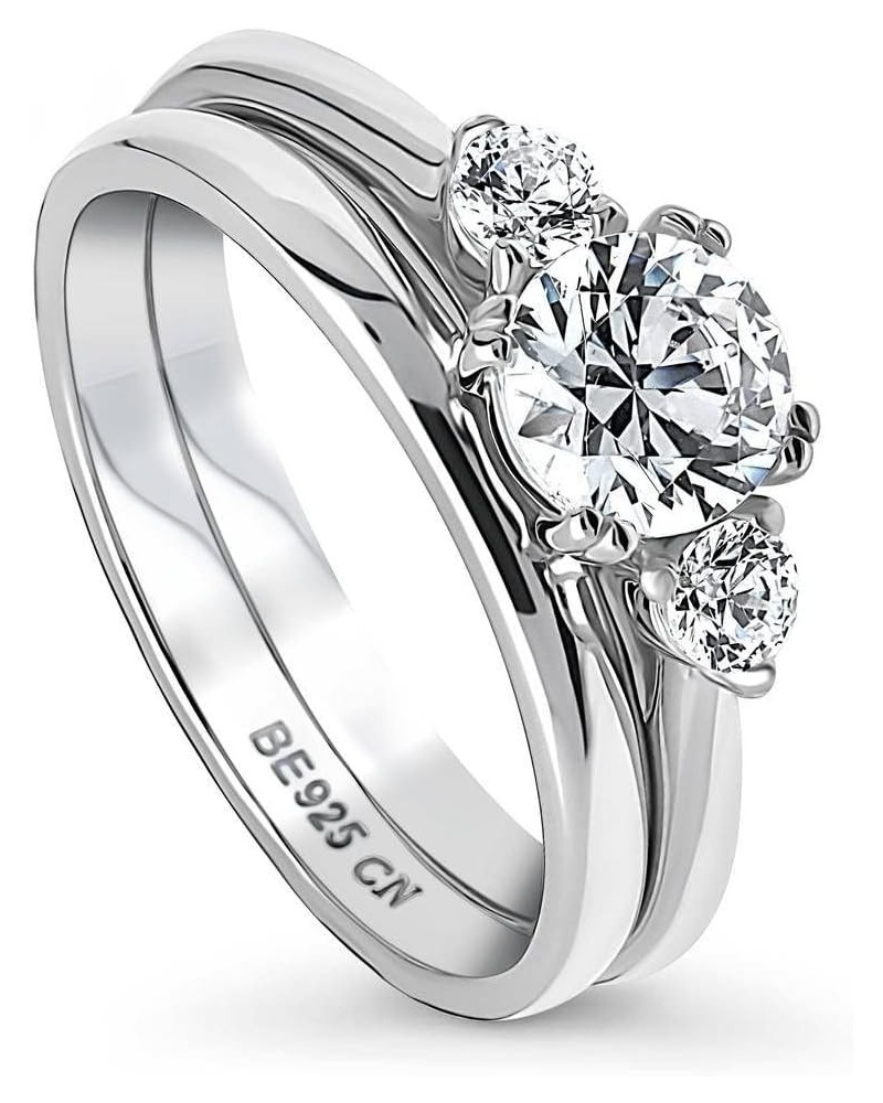 Sterling Silver 3-Stone Wedding Engagement Rings Round Cubic Zirconia CZ Ring Set for Women, Rhodium Plated Size 4-10 $37.18 ...