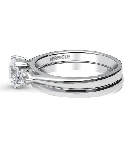 Sterling Silver 3-Stone Wedding Engagement Rings Round Cubic Zirconia CZ Ring Set for Women, Rhodium Plated Size 4-10 $37.18 ...