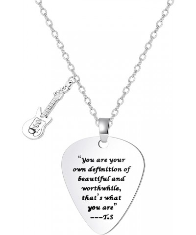 Personalized Guitar Pick Necklace Stainless Steel Quote Pendant Necklace Outfits Jewelry Accessories Inspired Fans Gift Merch...