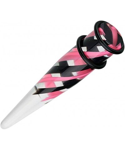 Pinstripe Swirls UV Acrylic Ear Stretching Taper 1/2" (12.5mm), Black/Pink $10.07 Body Jewelry