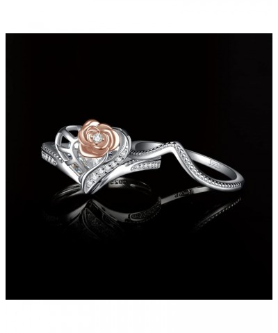 Infinity Knot 1-3ct Cubic Zirconia Engagement Rings, 925 Sterling Silver 14K Rose Gold Promise Ring Wedding Band Enhancer Bri...