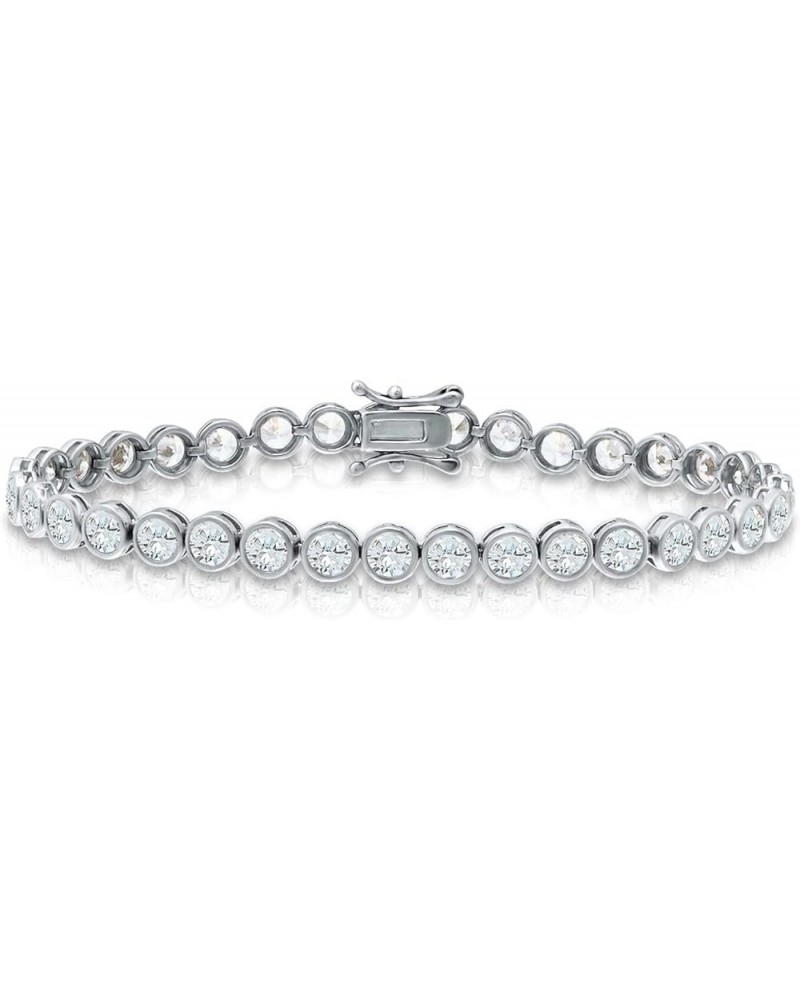 925 Sterling Silver CZ Cubic Zirconia 0.15" Round-Cut in Bezel Set Tennis Bracelet, 7.5 Sterling Silver $26.40 Bracelets