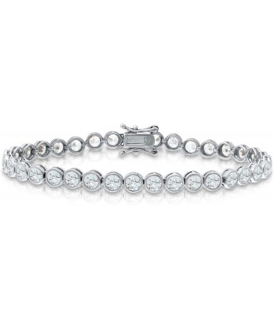 925 Sterling Silver CZ Cubic Zirconia 0.15" Round-Cut in Bezel Set Tennis Bracelet, 7.5 Sterling Silver $26.40 Bracelets