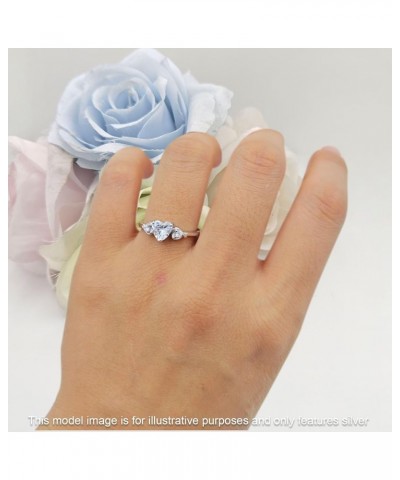 Three Stone Heart Shaped Classic Style Promise Ring Cubic Zirconia Wedding Engagement Ring Solid 925 Sterling Silver Blue Sap...