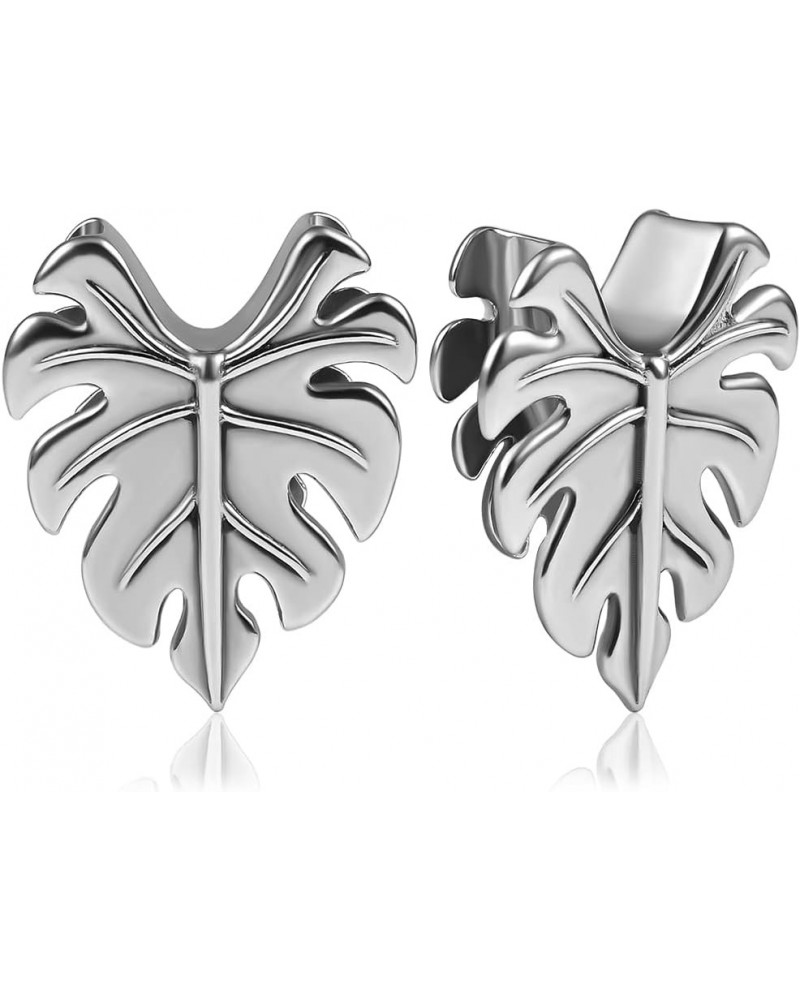 2PCS Ear Gauges Hypoallergenic 316L Stainless Steel Maple Leaves Saddle Plugs Tunnels Piercing Expander Stretchers Body Jewel...