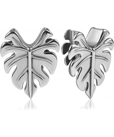 2PCS Ear Gauges Hypoallergenic 316L Stainless Steel Maple Leaves Saddle Plugs Tunnels Piercing Expander Stretchers Body Jewel...