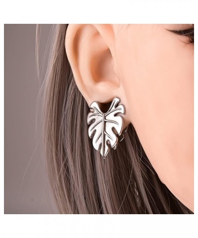 2PCS Ear Gauges Hypoallergenic 316L Stainless Steel Maple Leaves Saddle Plugs Tunnels Piercing Expander Stretchers Body Jewel...