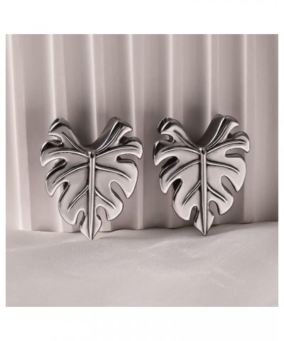 2PCS Ear Gauges Hypoallergenic 316L Stainless Steel Maple Leaves Saddle Plugs Tunnels Piercing Expander Stretchers Body Jewel...