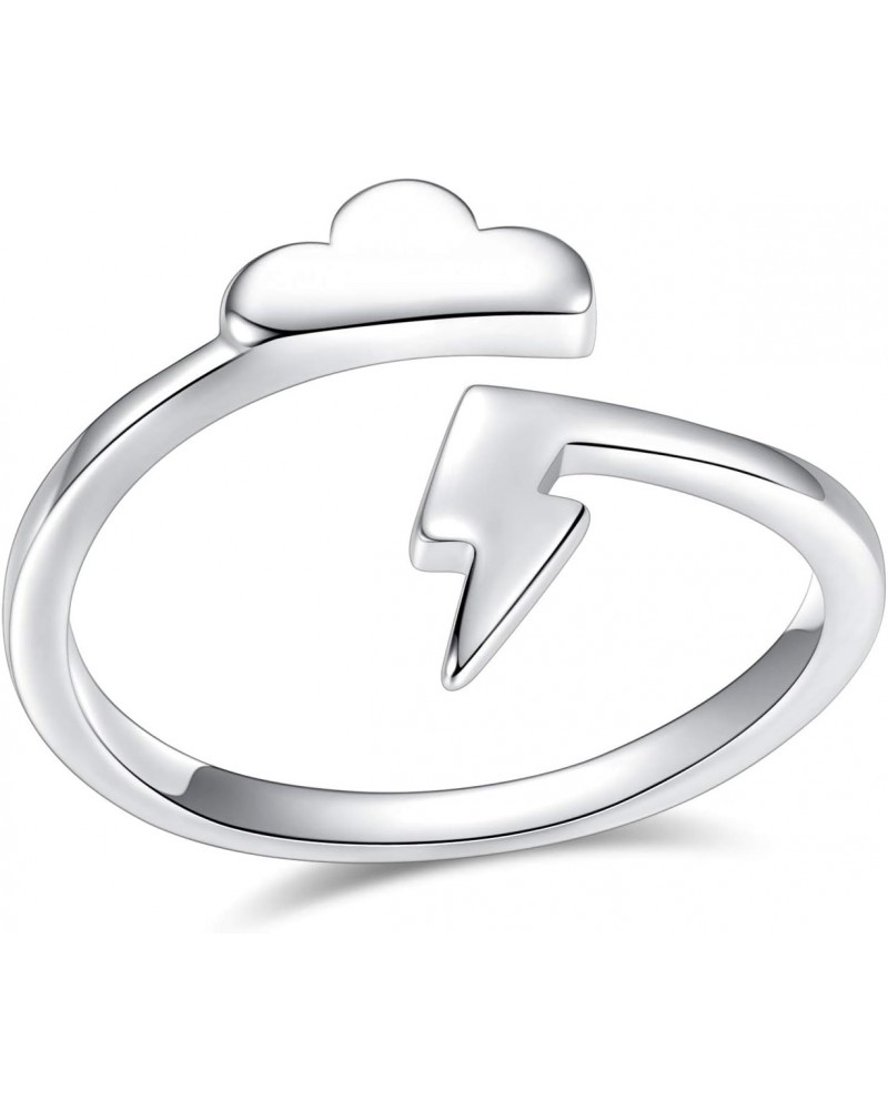 VGstudio Lightning Bolt Ring Cloud Flash Thunder Wrap High Polish Adjustable Ring, Silver Plated $8.01 Rings