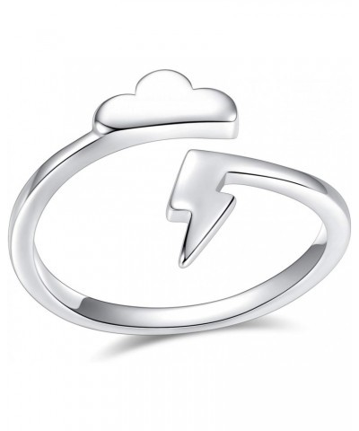 VGstudio Lightning Bolt Ring Cloud Flash Thunder Wrap High Polish Adjustable Ring, Silver Plated $8.01 Rings