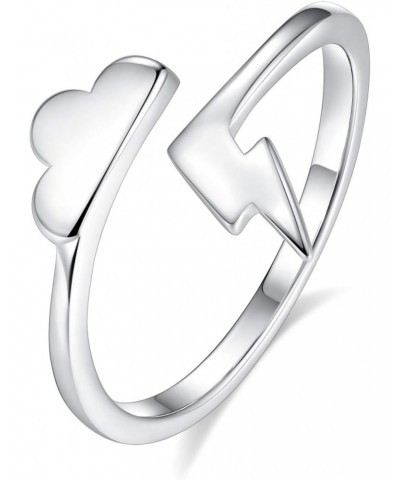 VGstudio Lightning Bolt Ring Cloud Flash Thunder Wrap High Polish Adjustable Ring, Silver Plated $8.01 Rings