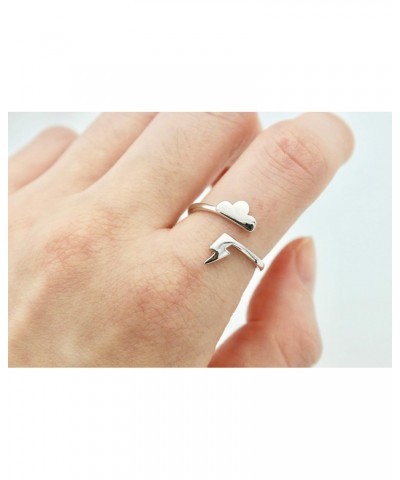 VGstudio Lightning Bolt Ring Cloud Flash Thunder Wrap High Polish Adjustable Ring, Silver Plated $8.01 Rings