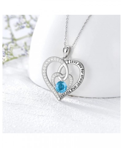 Birthstone Necklaces for Women Girls 925 Sterling Silver Love Heart Necklace, I Love You Necklace Jewelry Birthday Gifts for ...