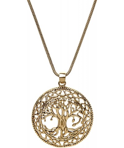 Women's Brass Gold Tone Tree of Life Celtic Wicca Pagan Round Pendant Necklace, 46 cm $15.30 Necklaces