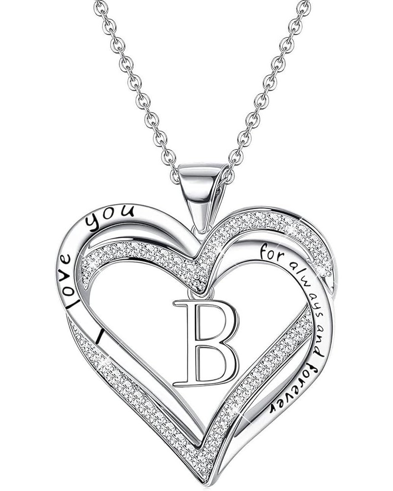 Love Birthday Necklace Women's Double Heart Letter Necklace Birthday Christmas Jewelry Gift B $6.33 Necklaces