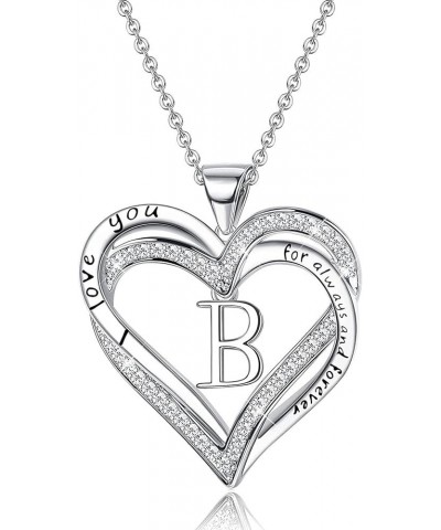 Love Birthday Necklace Women's Double Heart Letter Necklace Birthday Christmas Jewelry Gift B $6.33 Necklaces