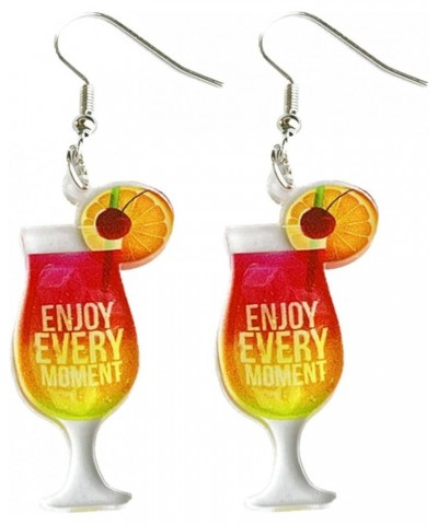 Cute Summer Cocktail Wineglass Drink Acrylic Colorful Lightweight Drio Dangle Earrings Bohemia Beach Party Vacation Sweet Fun...